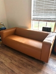 Modern Tan Pleather Loveseat