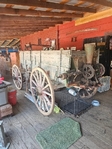 Antique wagon john deere with seed spreader