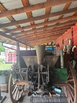 Antique wagon john deere with seed spreader