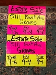 5111 Kent Ave, Groves Estate Sale                          Thur. May 7 th - Sat. May 9th
