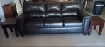 Leather Couch & 2 Solid wood end tables