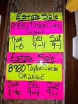 Big Estate Sale in Orange       - Off 1442!  June 25 -27